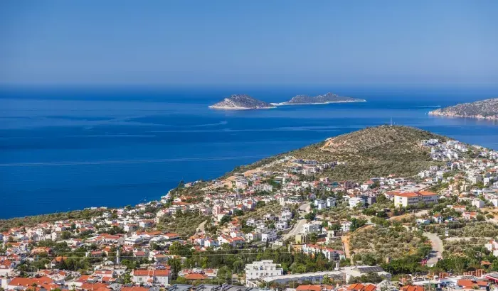 Panoramic aerial view of Kalkan, Turkey