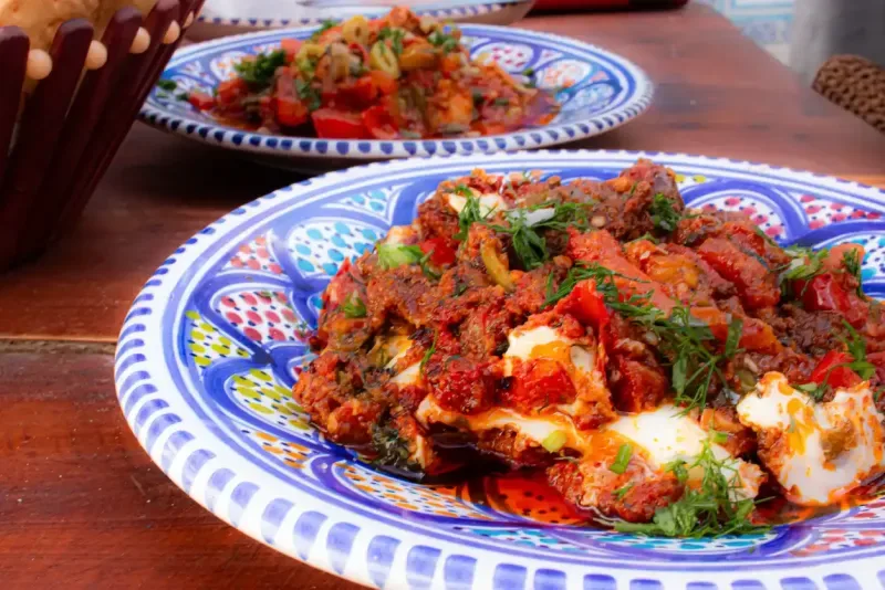 Ojja Merguez, a traditional Tunisian dish 