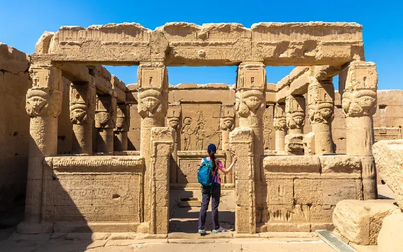 Tourist at Dendera temple in Luxor