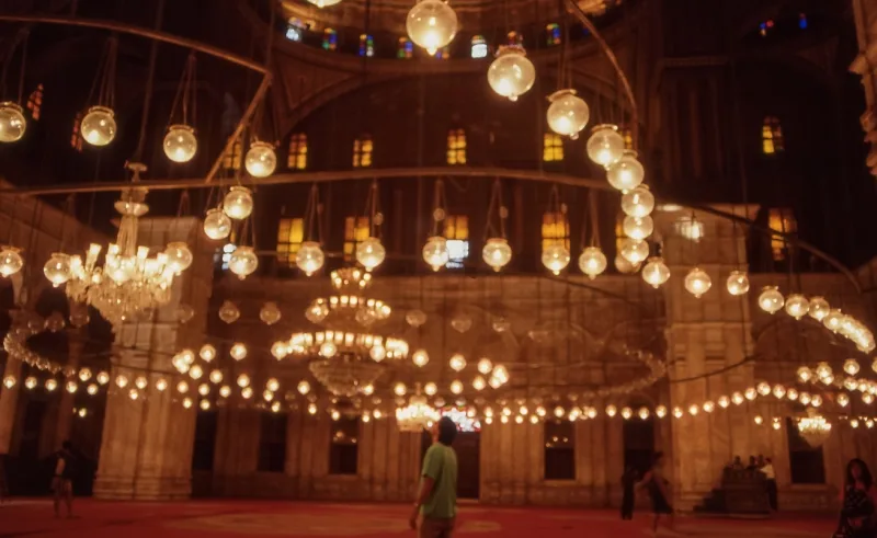 huge chandeliers in the main hall of the Mosque of Sultan Hassan, Mosque and Madrasa of Sultan Hassan
