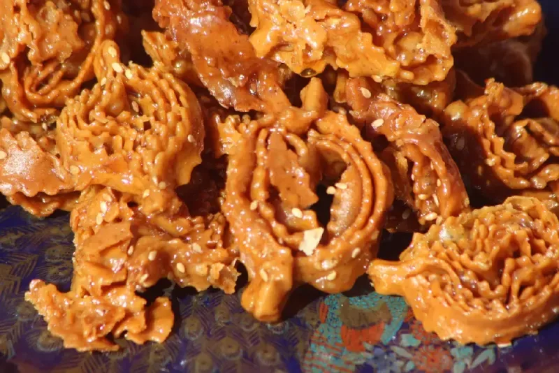 Chebakia en primer plano, galleta tradicional marroquí