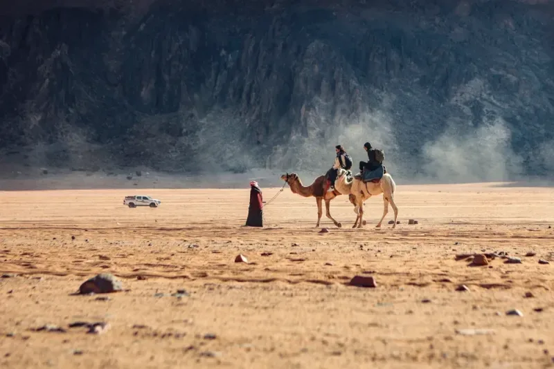 Gita in dromedario nel deserto di Wadi Rum