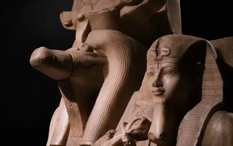 Statue of Sobek and Amenhotep III at Luxor Museum, Egypt