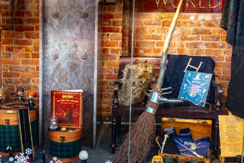 Harry-Potter-Dekoration im Buchladen-Schaufenster in Paris (2019)