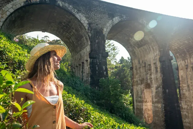 Admiring the view of nine arch bridge in Sri Lanka