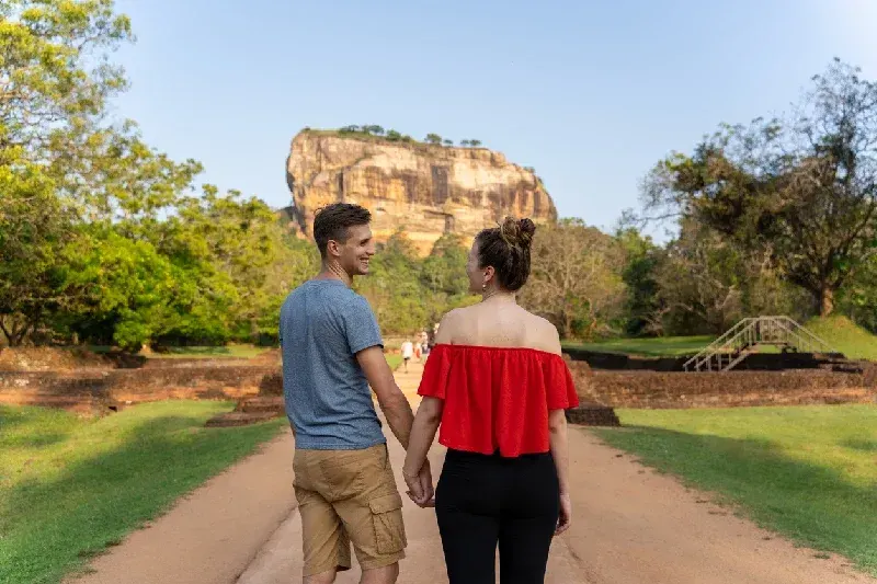 Couple visiting Lion Rock in Sigiriya