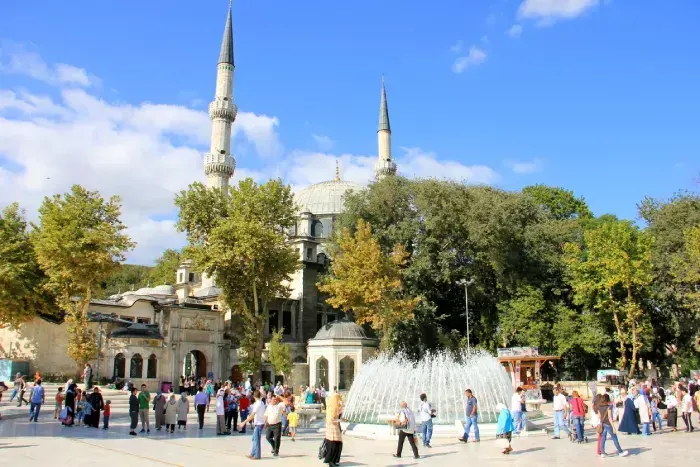 People walks near The Eyup Sultan Mosque