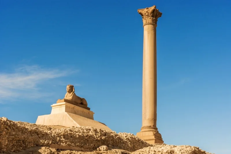 Pompey's pillar in center of Alexandria, Pompey's pillar
