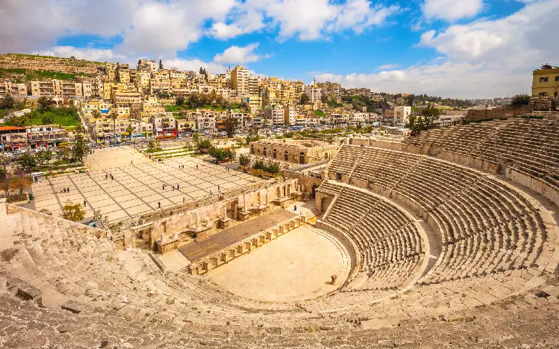 Roman Theatre, a famous landmark in the Jordanian capital, Amman, Jordan