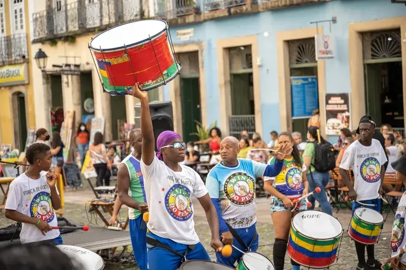 drummers playing on their percussions at Salvador