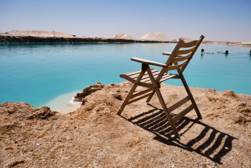 a chair on siwa salt lake, Siwa Oasis Egypt 