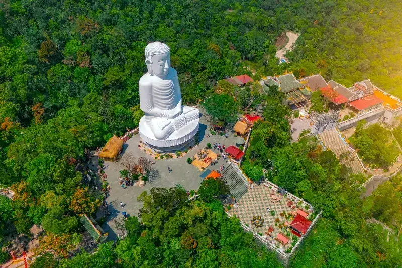White big buddha top of the Ba Na Hills