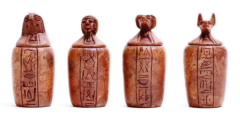 our-sons-of-horus-canopic-jars-3d-vector-icon-set.jpg File name : Ancient Egyptian canopic jars used during the mummification process to store and preserve the viscera for the afterlife.