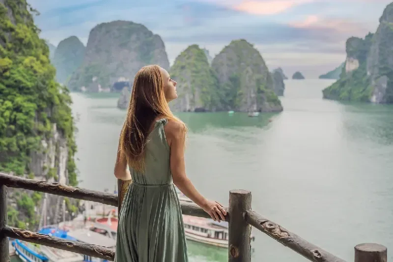 Enjoying the view of Ha Long Bay