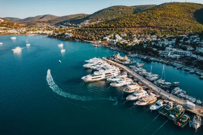 Aerial View Torba Marina at Bodrum Turkey