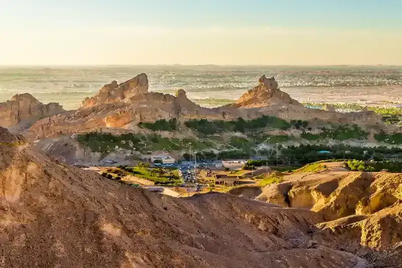 Il resort Green Mubazzarah visto dal monte Jebel Hafeet, Al Ain