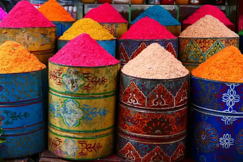 Very colorful souk in the medina of Rabat, Morocco