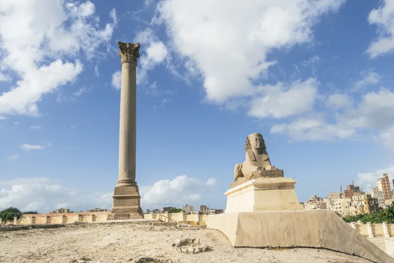 Pompey's pillar with sphinx, Pompey's pillar