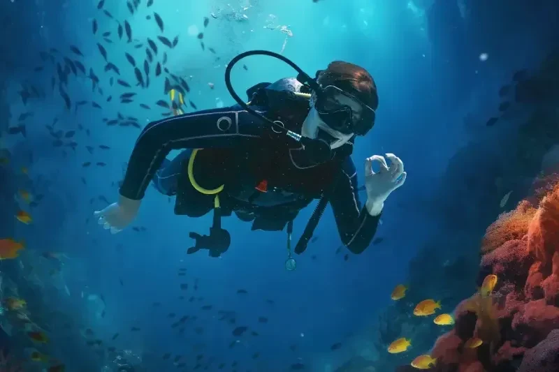 Uomo fa immersioni a Marsa alam