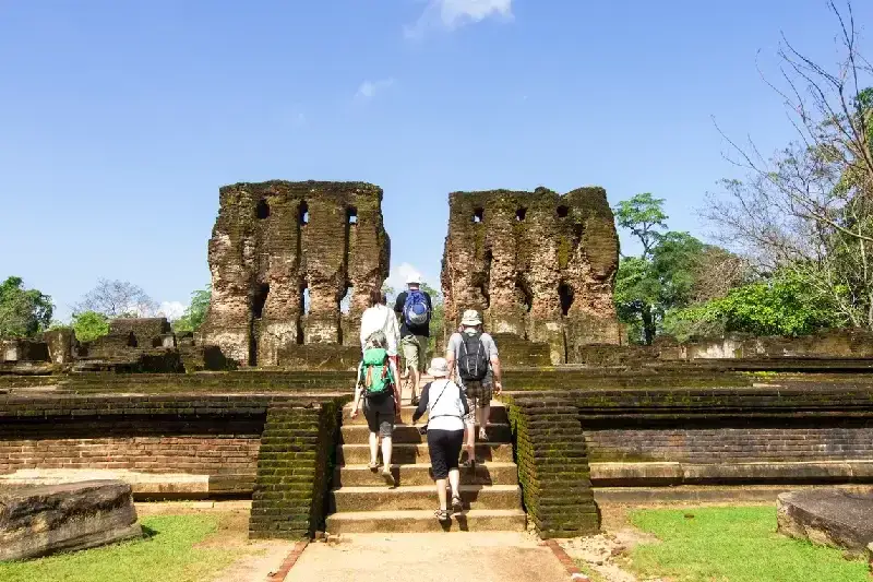 Tourists at Royal palace in Polonnaruwa