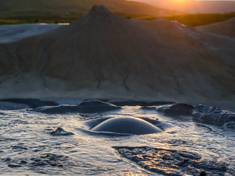 Mud volcanoes in Gobustan.Azerbaijan