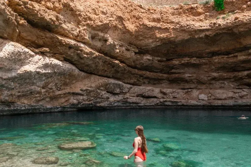 Tourist swims in Bimmah Sinkhole