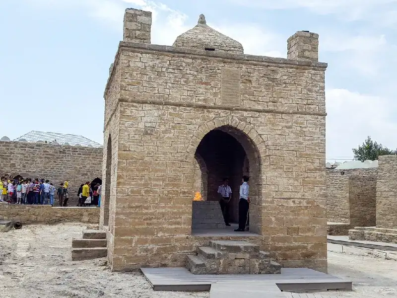 In May 2015, tourists were visiting Ateshgah Fire Temple near Baku in Azerbaijan