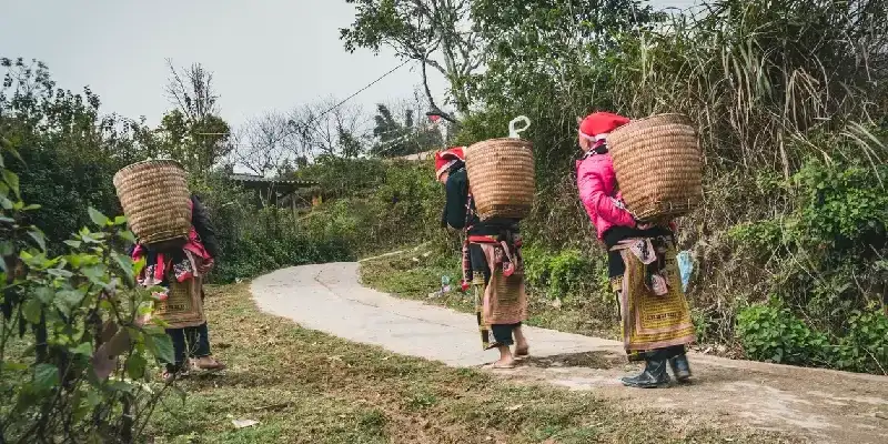 Mujer de la minoría étnica Dao Rojo en la aldea de Ta Phin, Sa Pa, provincia de Lao Cai, Vietnam.