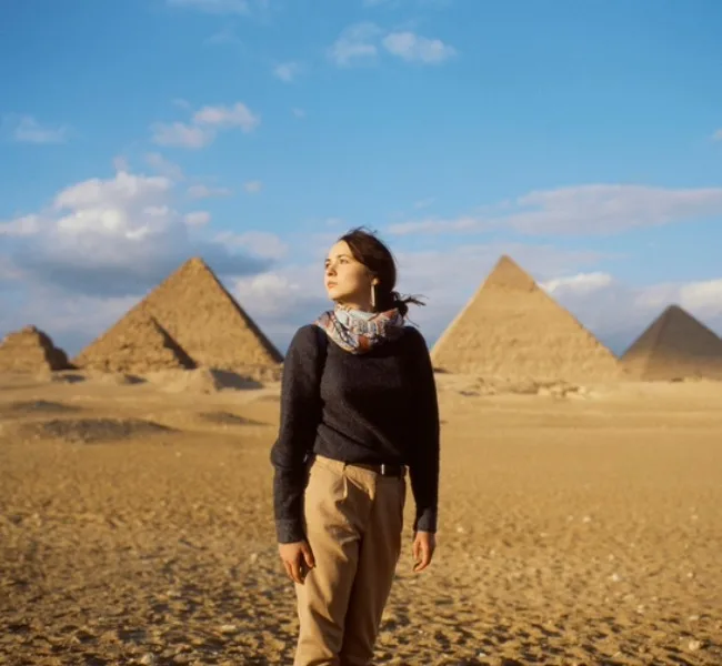 a Tourist in Giza Pyramids