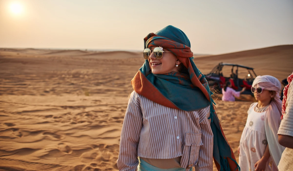 Beautiful girls in Dubai desert