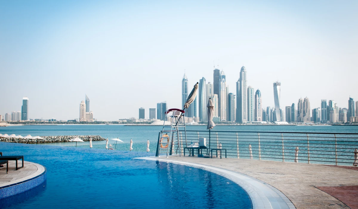 private pool on beach in dubai