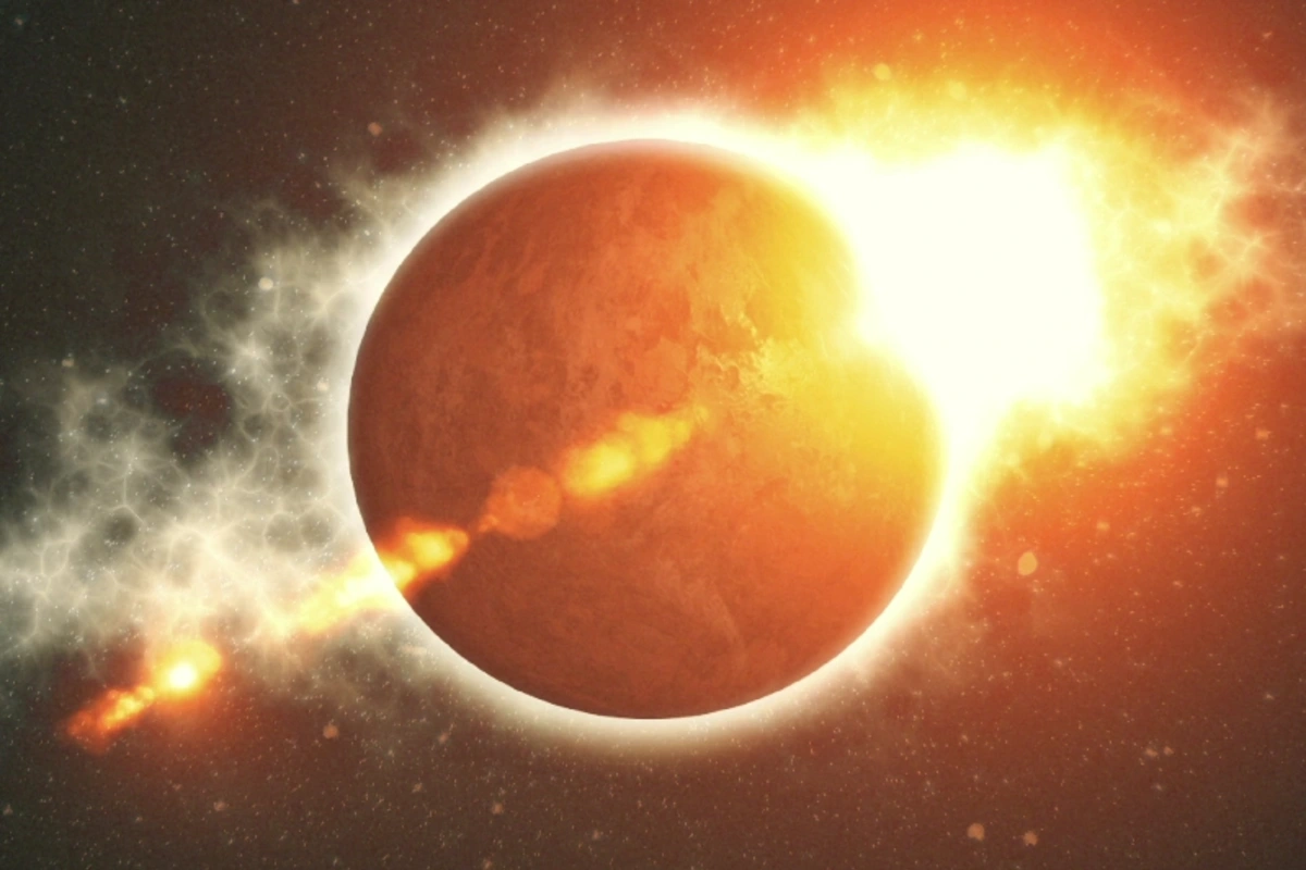 Totale Sonnenfinsternis 2027 über den Tempeln von Luxor in Ägypten