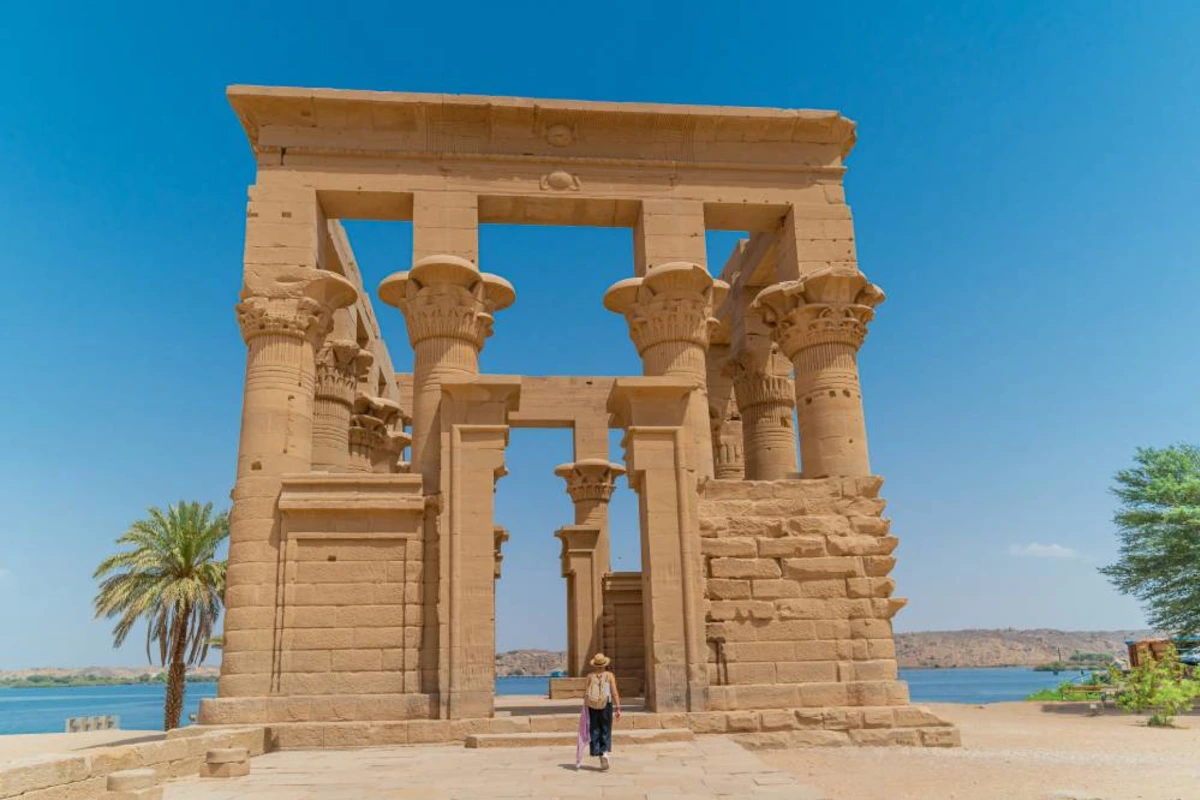 Kiosk of Trajan at Philae Temple on Agilkia Island beside the Nile in Aswan