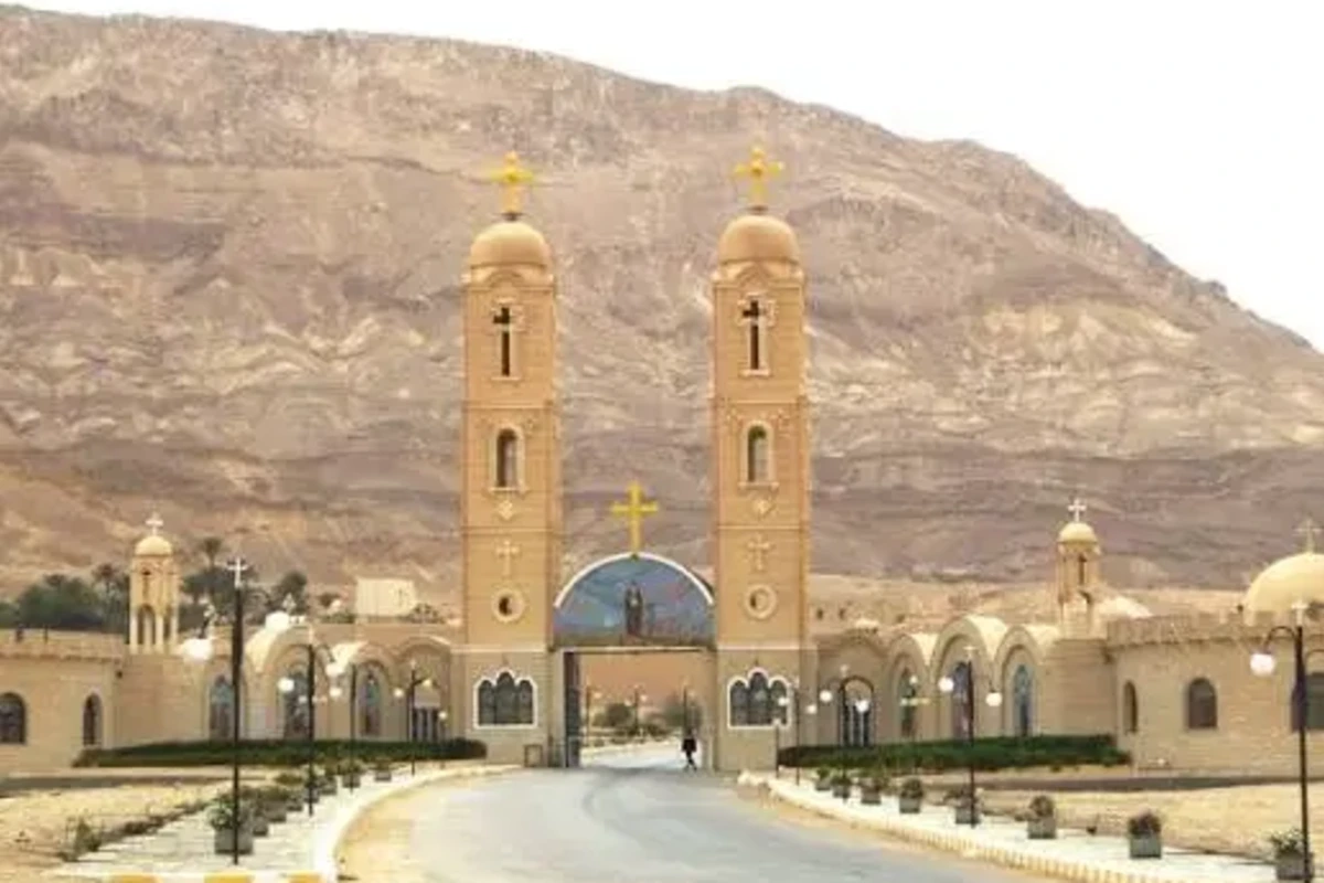Monastery of St. Anthony set against the Eastern Desert cliffs during the religious tour