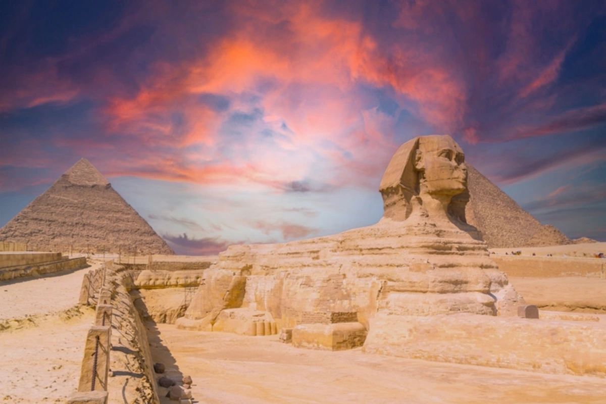 Giza pyramids Sphinx panoramic, Egypt and Jordan Trip