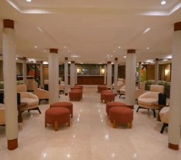 Salón principal del crucero por el Nilo Le Fayan II con sillones modernos y ambiente elegante