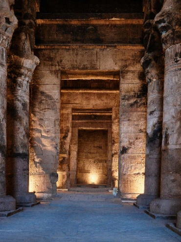 Columnas de la Sala Hipóstila del Templo de Hathor en el complejo del Templo de Dendera, uno de los templos mejor conservados