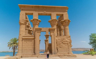 Kiosk of Trajan at Philae Temple on Agilkia Island beside the Nile in Aswan
