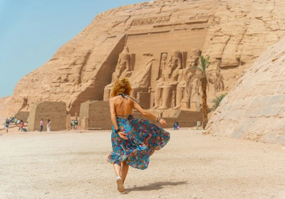 La fachada del templo de Abu Simbel, Asuán, Egipto, África