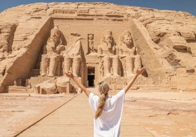 La fachada del templo de Abu Simbel, Asuán, Egipto, África