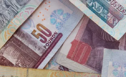 Hintergrund verschiedener ägyptischer Pfund-Banknoten. Ägyptische Währung