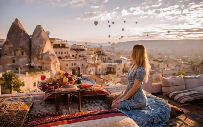 una turista a cappadocia , tour istanbul cappadocia