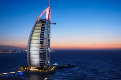 Burj Al Arab Jumeirah di notte, albergo burj al arab dubai Burj Al Arab Jumeirah di notte, albergo burj al arab dubai