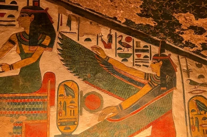 Valle de las Reinas en Egipto Vista de las pinturas de la tumba de Nefertari en el Valle de las Reinas en Egipto