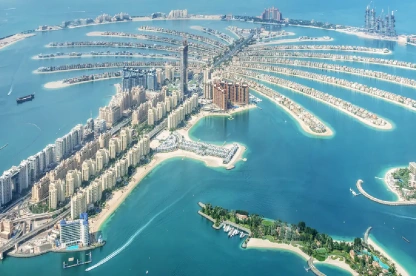 Sky view of Dubai Palm Jumeirah.