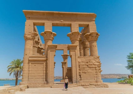 Kiosk of Trajan at Philae Temple on Agilkia Island beside the Nile in Aswan