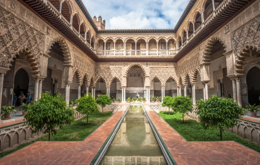 Patio in Royal Alcazars of Seville, Spain
