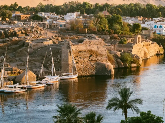 El río Nilo en Asuán, Egipto