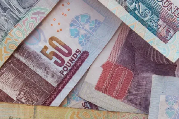 Hintergrund verschiedener ägyptischer Pfund-Banknoten. Ägyptische Währung