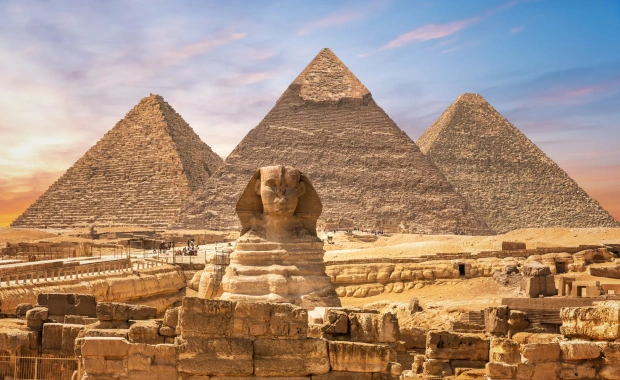 Great Pyramids of Giza visited during an Egypt and Jordan tour combining Cairo with Petra